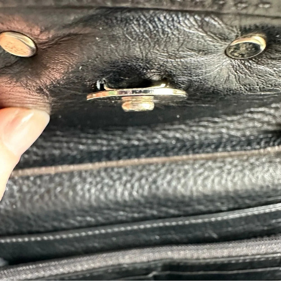 Brighton Leather WOC Black Faux Crocodile Cross Body Adjustable Strap Pockets - Picture 13 of 14